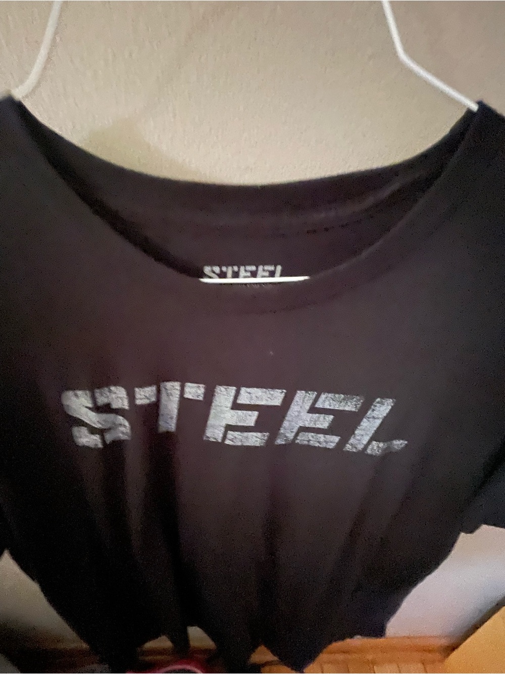 STEEL Black Graphic Tee with White Neck Label